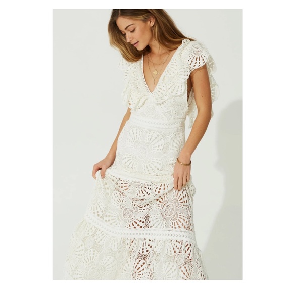 New! JEN’S PIRATE BOOTY Maldives Crochet Lace Maxi Dress - Picture 4 of 12